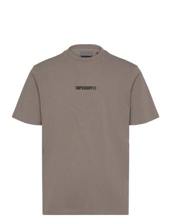 Micro Logo Graphic Loose Tee Tops T-Kortærmet Skjorte Beige Superdry