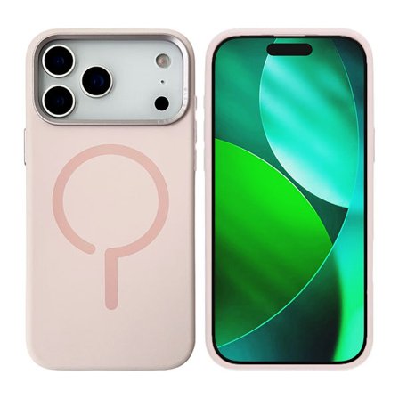 Mobilskal Silikon med Kamera Metallram för iPhone 17 Pro Max - Rosa