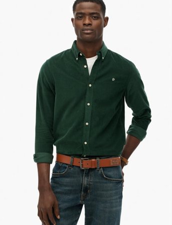 Superdry Classic Needle Cord Shirt - Green - L