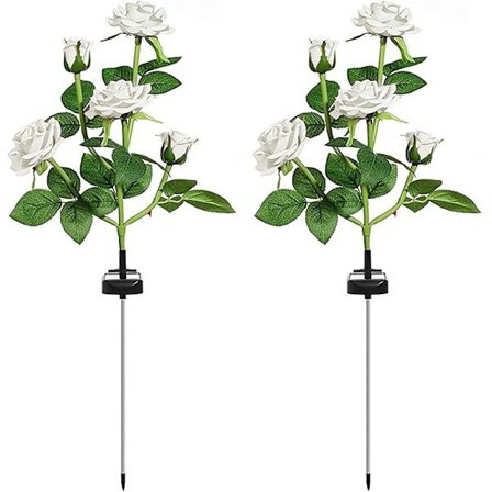 Soldrevne havelamper, 2-pak LED-roseblomster Dekorative hegnlamper med 10 roser