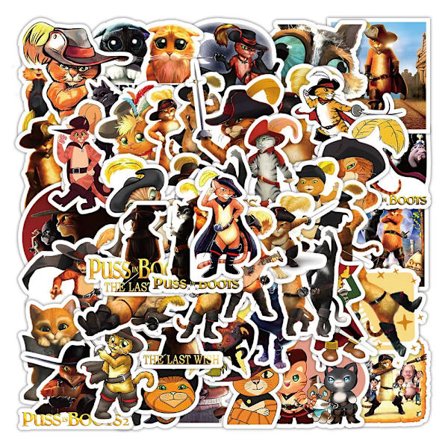 50X Puss in Boots Outlaw Cat Film Character Stickers The Advanture Laptop Phone