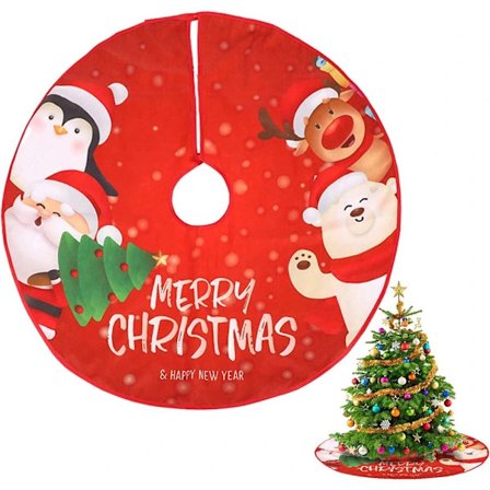 Joulukuusenmatto 90cm punainen ja valkoinen kangas joulukuusen pohjasuoja hame koristelu joulujuhla loma perhe puutarha