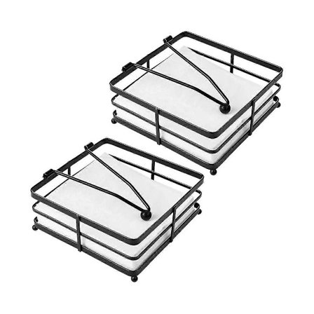 2 Stykker Flad Servietholder til Bord Metal Servietholder med Vægtet Arm Firkantet Papirserviet Dis [DB]
