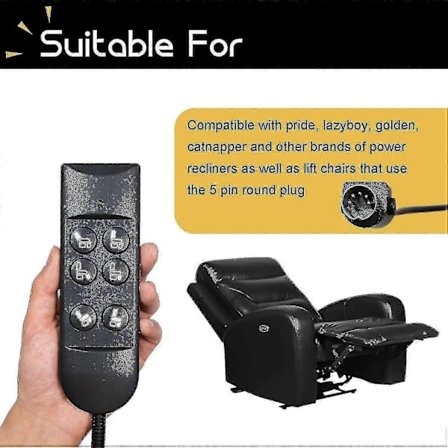 6-Knap Fjernbetjening til Reclinere 5-Pins Løfte Stol Håndsæt Controller Håndbetjening til Strøm Møbler