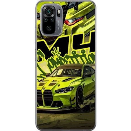 Yhteensopiva Puhelinkuori Xiaomi Redmi Note 10S Bluey-perhe iloisessa piirrostyyliä kukkaisella taustalla ja leikkisällä väripaletilla