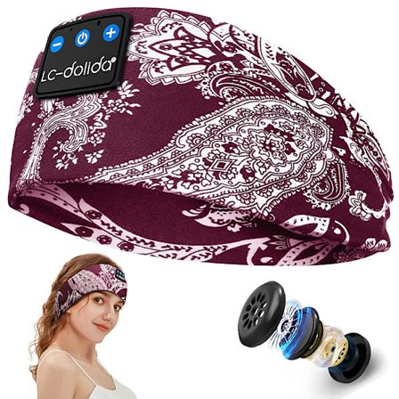 Sovehovedtelefoner Bluetooth Pandebånd Musik Pandebånd Trådløst Pandebånd Hovedtelefoner med Tynde HD Stereo Højttalere Perfekt til Side S