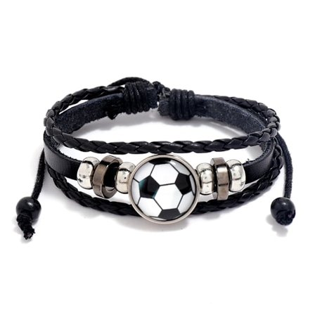 /HA/(Svart og hvitt) Justerbart fotballarmbånd i perler, P-design