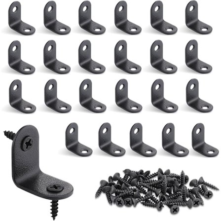 Hjørnebeslag, 24 stk. L-klemmer Vinkel 20 x 20 mm, Rustfri vinkel, Vinkeljern 304 Rustfrit stål med skrue til træmøbler, borde,