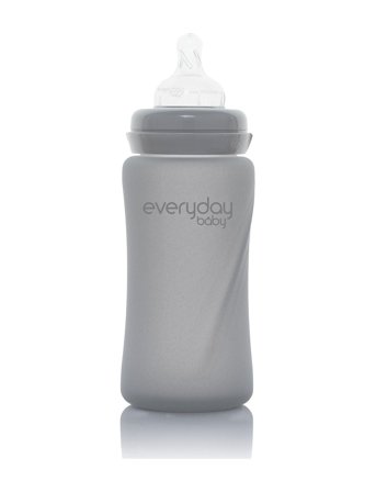 Glass Baby Bottle Healthy + Quiet Grey 240Ml Grey Everyday Baby