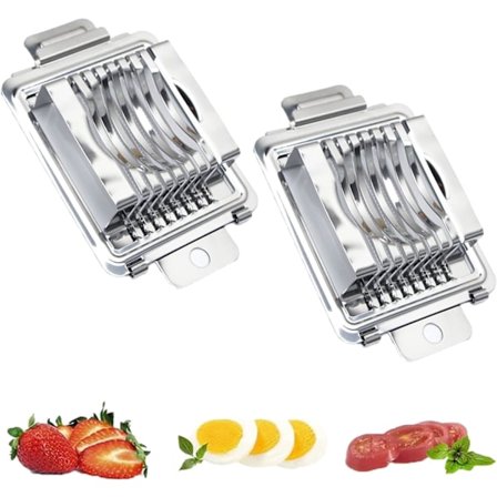 2-delad äggskärare, rostfritt stål äggskärare, rostfritt stål tråd äggharpa för perfekta skivor