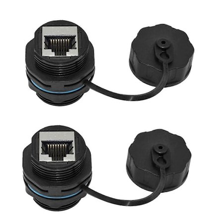 2 KPL RJ45 Paneeliasennuskytkin, IP68 Suojattu Teollinen Paneeliasennus Ethernet LAN Läpivientiliitin f-WELLNGS
