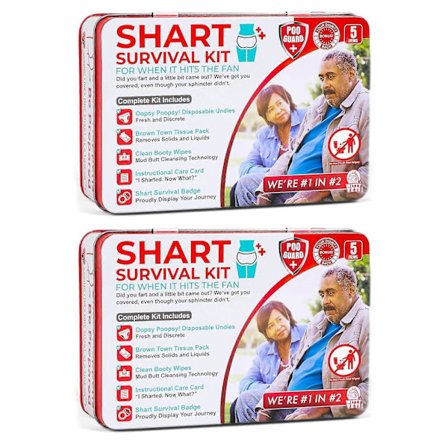 Morsomt Shart Overlevelsessett - Ultimativt Bæsj-spøk Gave Sett Inneholder Våtservietter, Undertøy, Morsomt Merke, Nyhet Fjert Potteskjett Flott for 