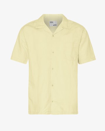 Linen Short Sleeved Shirt - Soft Yellow L