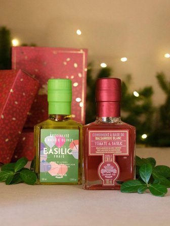 Olivenlunden 1830 Basilikum-Olivenolje og Tomat-Balsamico gaveeske bestevenner