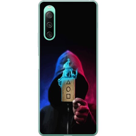 Kompatibelt Mobilskal till Sony Sony Xperia 10 IV Squid Game Netflix affisch koreansk överlevnadsdrama serie mask huva kort retro fanart design utskr