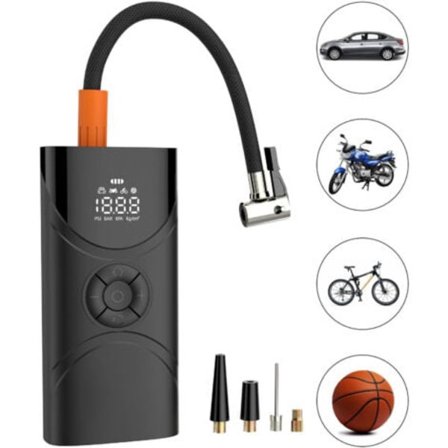 Bärbar Luftkompressor Däckpump, 150 PSI Luftpump med Digital Display, Tryckmätare & Ficklampa, Inbyggt 9000mAh Batteri