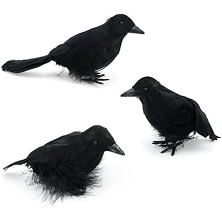 Pakke Halloween Krager Kunstige Fjerklædte Krager Realistiske Ravne Fugle Dekorationer Dyr Ornament Uhyggelig Sort Fjer Krage Fugl til