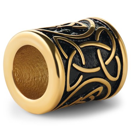 Gold-tone Stainless Steel Celtic Knot Beard Ring for Men - Beard rings & beads