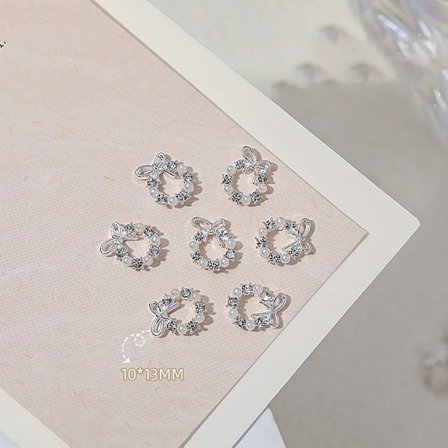 10ST 3D Nail Art Nail Smycken SILVER