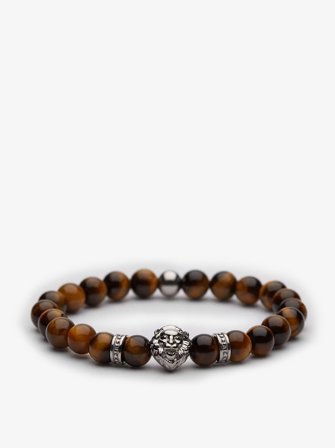 John Henric Men's Brown Beaded Bracelet Shepparton Size 20cm