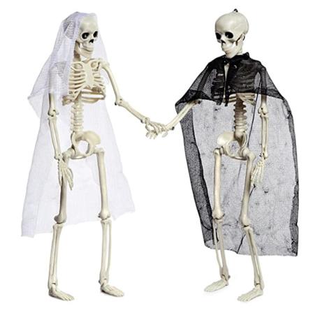 2 stk Halloween Skelet 16 tommer Brud og Brudgom Realistisk Fuld Krop Skelet med Bevægelige Led til Halloween Uhyggelig Fest Dekoration