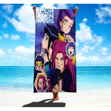 K-POP Demon Hunter Girls Serie Mikrofiber Absorberende Strandhåndklæde Hurtigtørrende Håndklæde