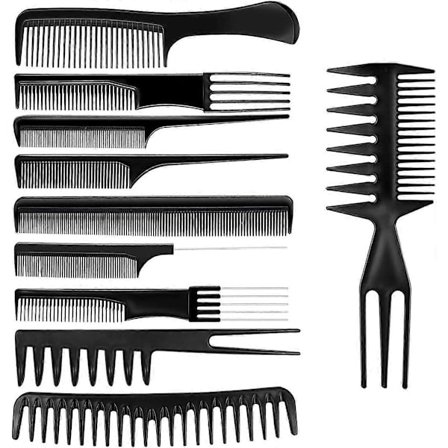 10 st hårkam set kam antistatisk hårklippningskam fin hårstyling kam utslätande kam råttsvans kam för långt vått tjockt lockigt hår män kvinnor