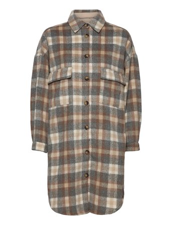 Tara Cr Oz Shirt Jacket Brown Cream