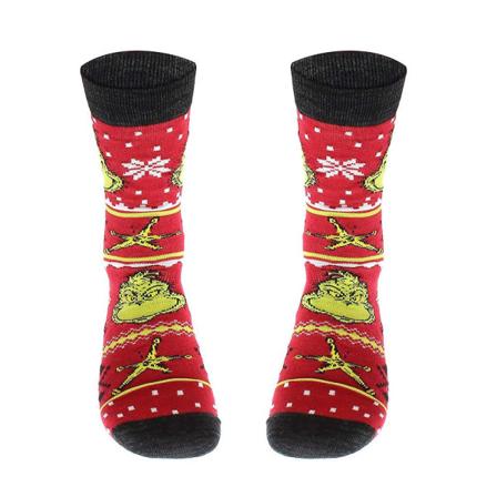 Unisex Christmas The Grinch Novelty Sokker Xmas Festival Funny Mid Calf Sokker Til Voksne Mænd Kvinder E