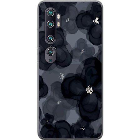 Kompatibelt Mobilskal till Xiaomi Xiaomi Mi Note 10 Abstrakt mörkt blommönster i svartgrå toner med elegant och dramatisk känsla
