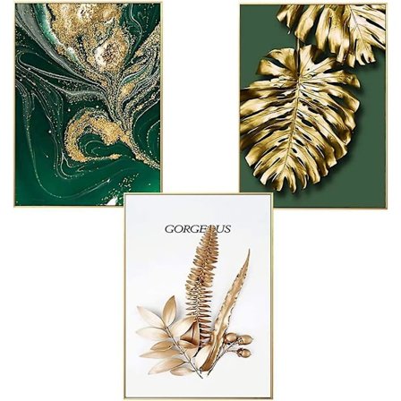 Designplakat vegg 50x70cm bilde skog gullfolie palmeblad kunstplakat romdekorasjon maleri