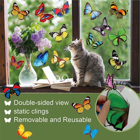 Dww-Farverige sommerfugle vindue klistermærker dobbeltsidet trykning ikke-klæbende PVC stue dekoration graffiti statiske vindue klistermærker