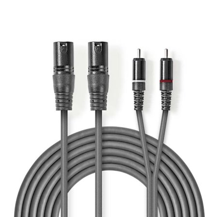 Nedis Balanced audio cable, 1.5m - Dark grey
