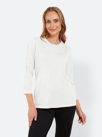 SIGNATURE - 3/4 Ærmet Strik - Råhvid