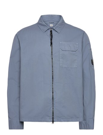 C.P. Company Organic Gabardine Zipped Overshirt - Blue - XXXL