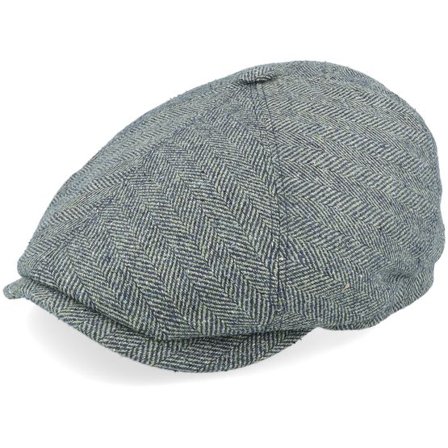 Stetson - Grön flatcap Keps - 6-panel Silk Green/Blue Herringbone Flat Cap @ Hatstore