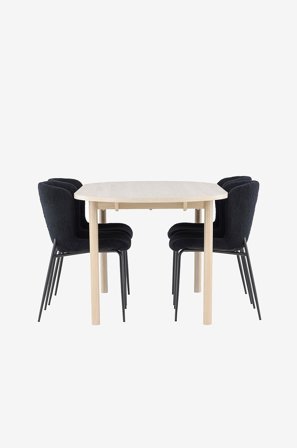 Venture Home - Andy spisebord med Modesto spisestol - Svart - Spisegruppe 4 personer - Fra Homeroom