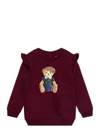Ruffled Polo Bear Fleece Sweatshirt Burgundy Ralph Lauren Baby