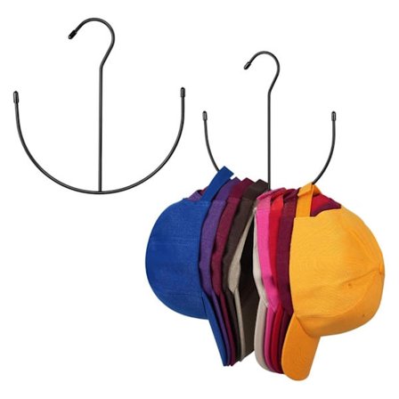 2-pak Hattebøjler til skab, metal hat organizer hat rack til 20 baseballkasketter, hat holder kasket opbevaring, sort