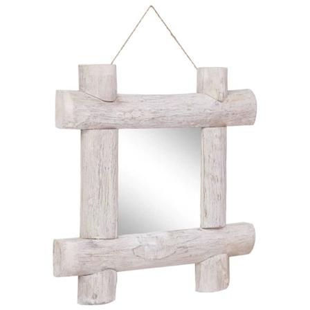 Vidaxl Väggspegel Vit 50x50 Cm Massivt Återvunnet Trä Vit