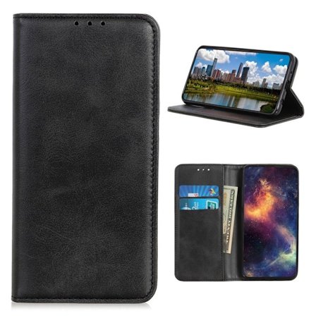 Lompakko-style Aitoa Nahkaa Läppäkotelo For Nokia 3.4 - Musta