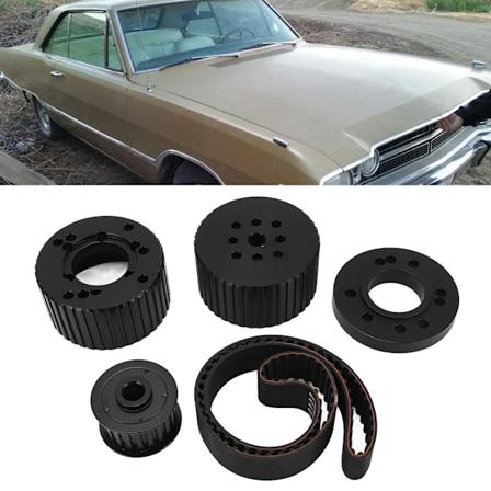 Remskive-sett med reimdrift, anti-skli, PCE415.1008, erstatning for Ford Small Block-motor 318 340 360, svart
