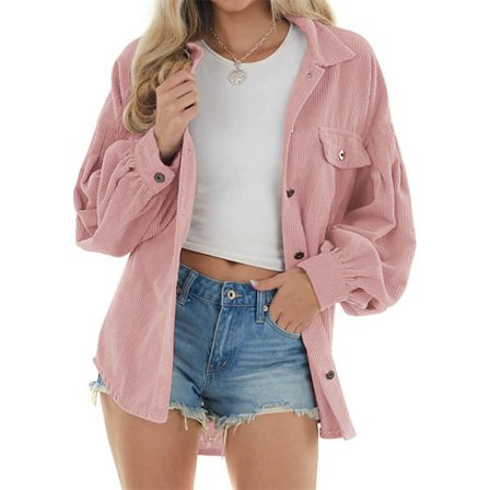 Naisten samettihihnainen nappi alas paita rento paita takki pitkähihainen