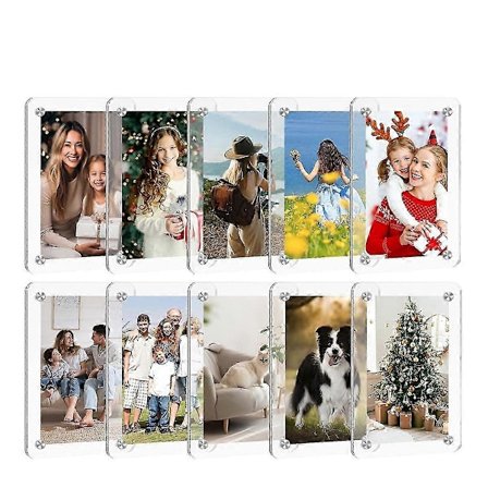 Magnetisk billedramme, akryl magnetisk billedramme til køleskab, 2,36x3,54 tommer klare fotorammer, 10 stk.