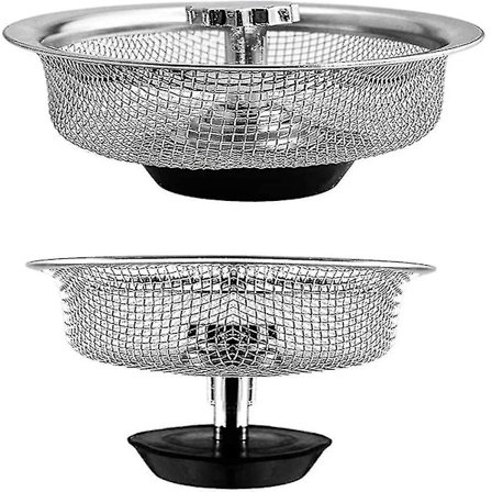 2 stk. Rustfrit Stål Køkkenvask Si, Bruser Vask Si, Vaskgitter, Højdejusterbar Gummiprop Kan Opbevare Vand Og Isolerer Rester