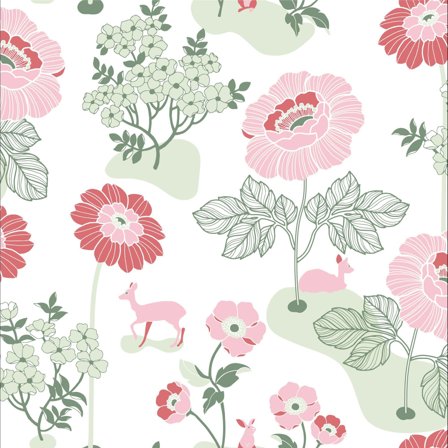 Duro Blomsteräng 398-03P Tapetprov Duro 1900, Röd, Färg & tapeter