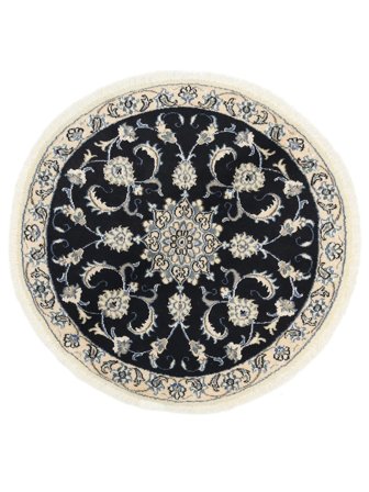 Nain Teppich Ø 100 Rund Schwarz/Dunkelgelb Wolle, Persien