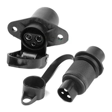 3-polig släpvagnskontakt och uttag, 12V vattentät 3-polig släpvagnsuttag hona hane, 3-polig dragkrokskontakt passar släpvagn/husbil/bil, 2 