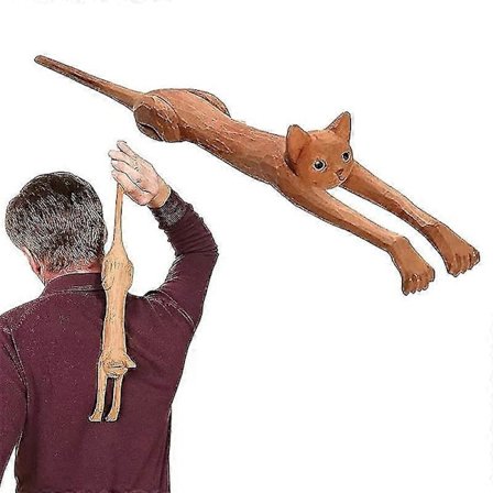 Kissankuvioinen selänrapsutin, kädessä pidettävä puinen selkähierontalaite, manuaalinen selänrapsutin