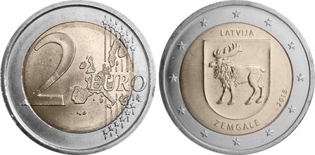 Letland 2018 - Letlands regioner - Zemgale - 2 euro mønt